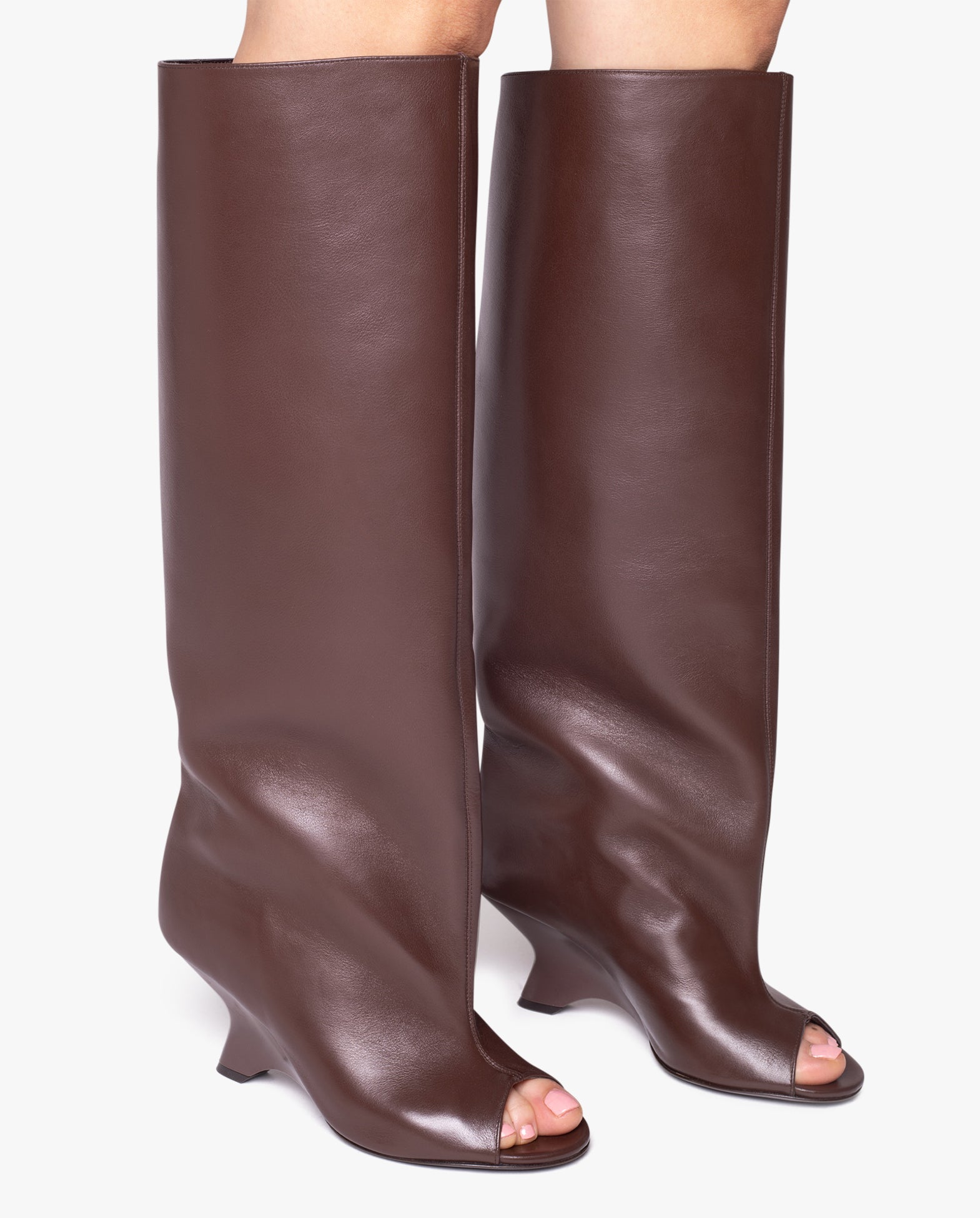 Leather Open-Toe Boot