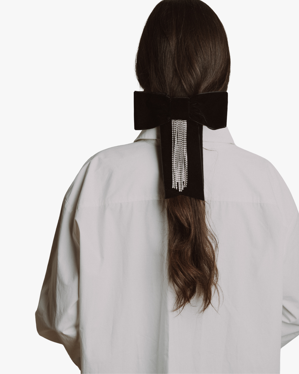 Bow Clip With Rhinestones Black