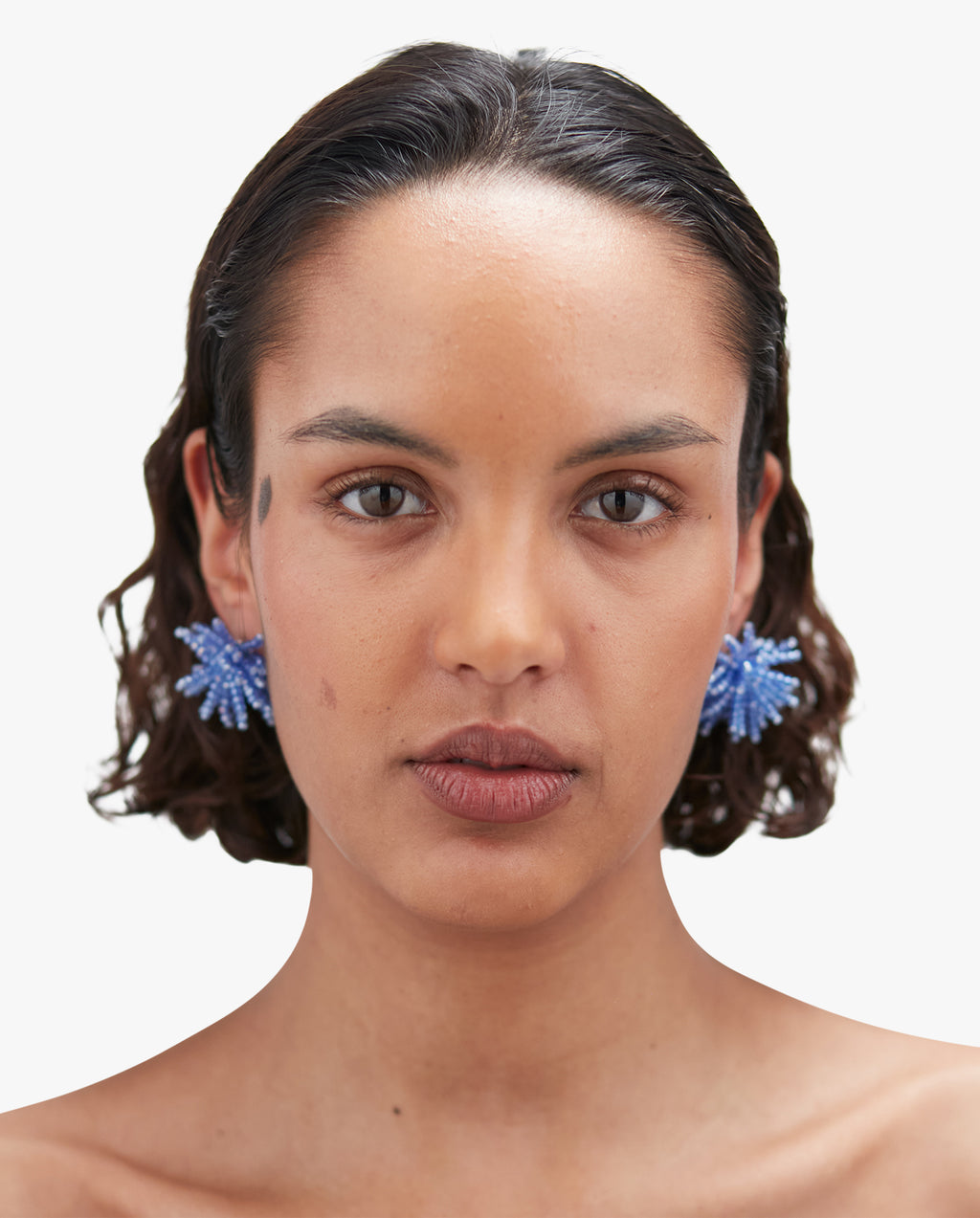 Pompom Earrings Blue