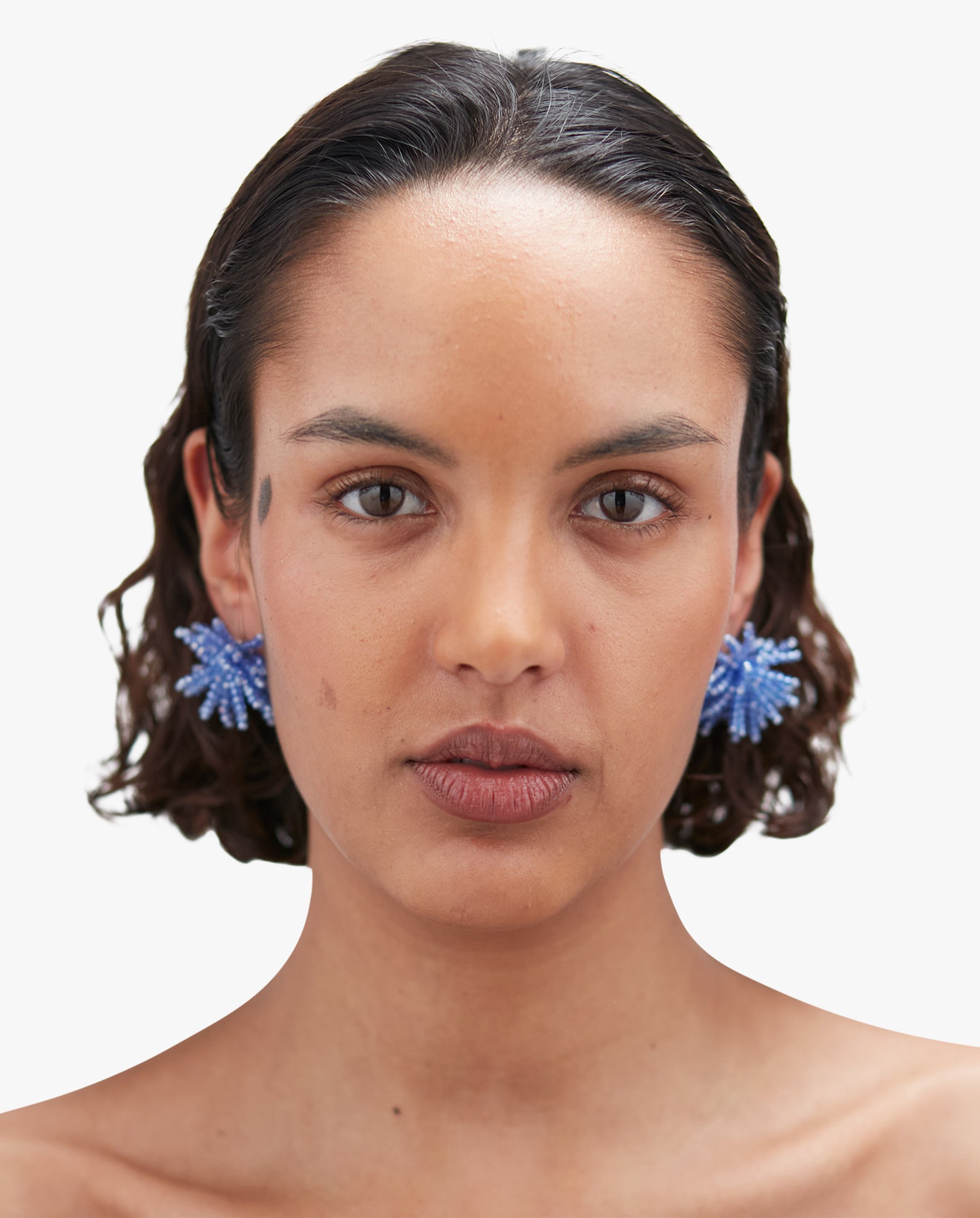 Pompom Earrings Blue