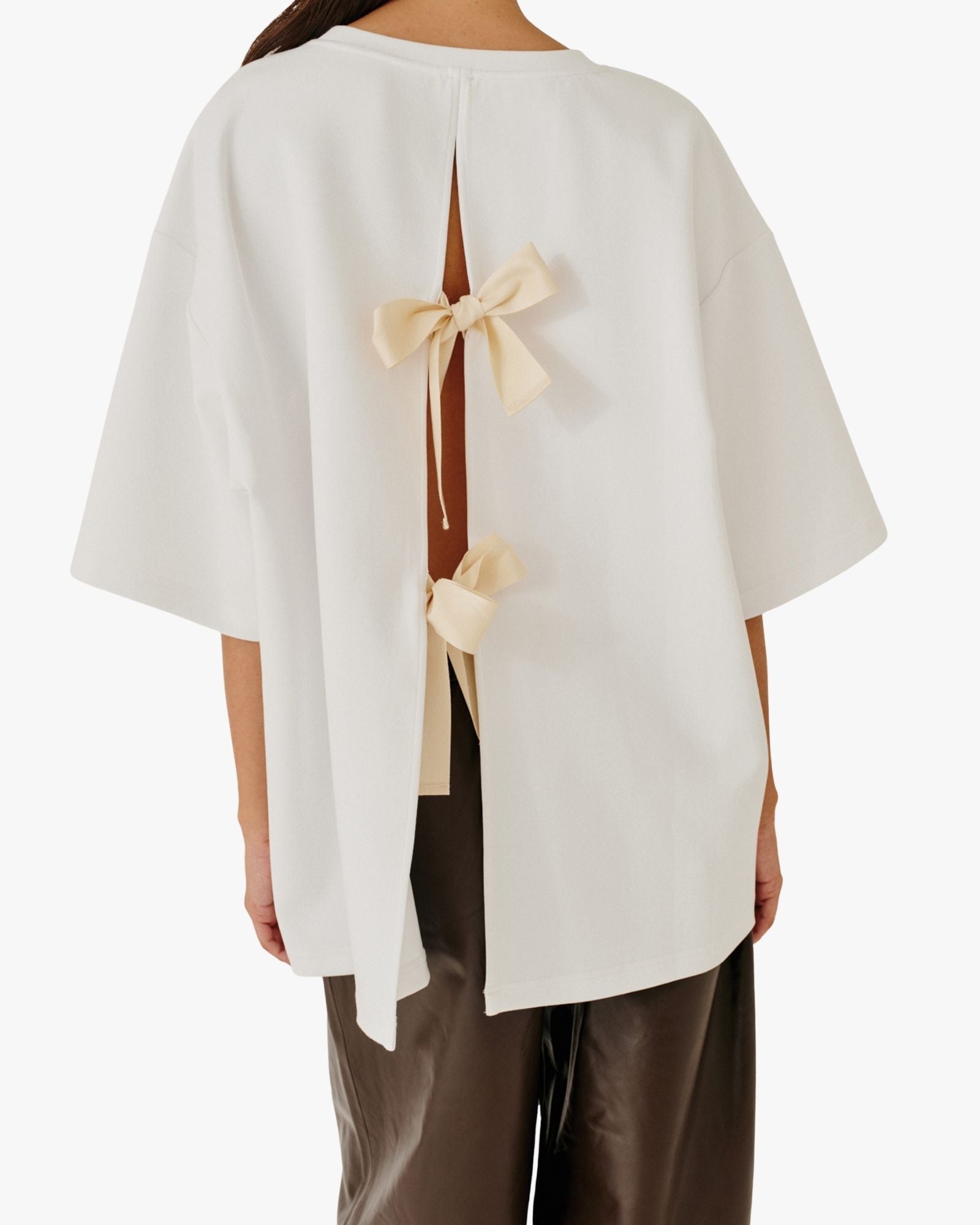 TG Bow Oversize Tee White