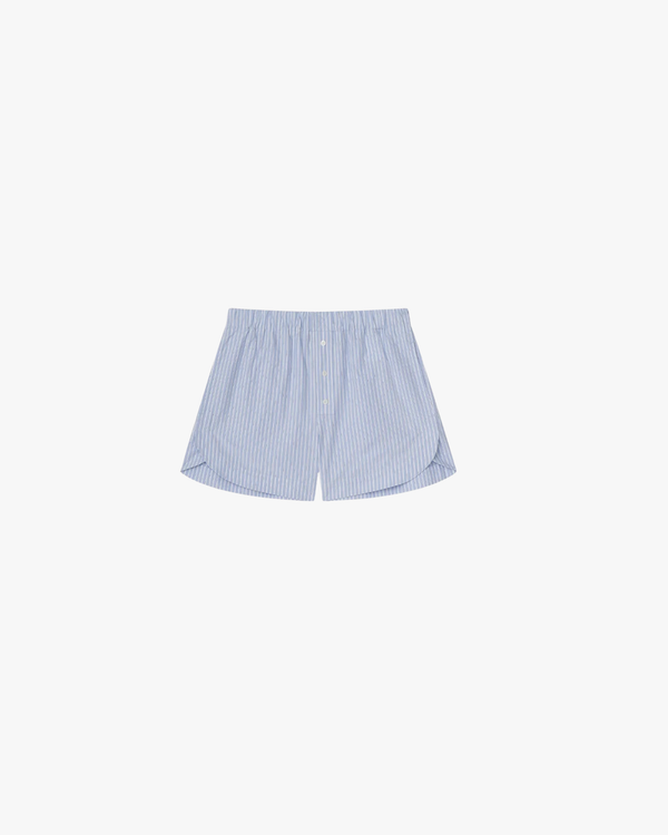 Gobnat Stripe Shirting Shorts in Blue and White