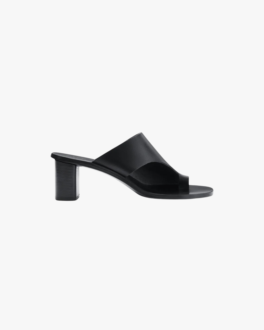Rosate Black Leather Cutout Heeled Sandals