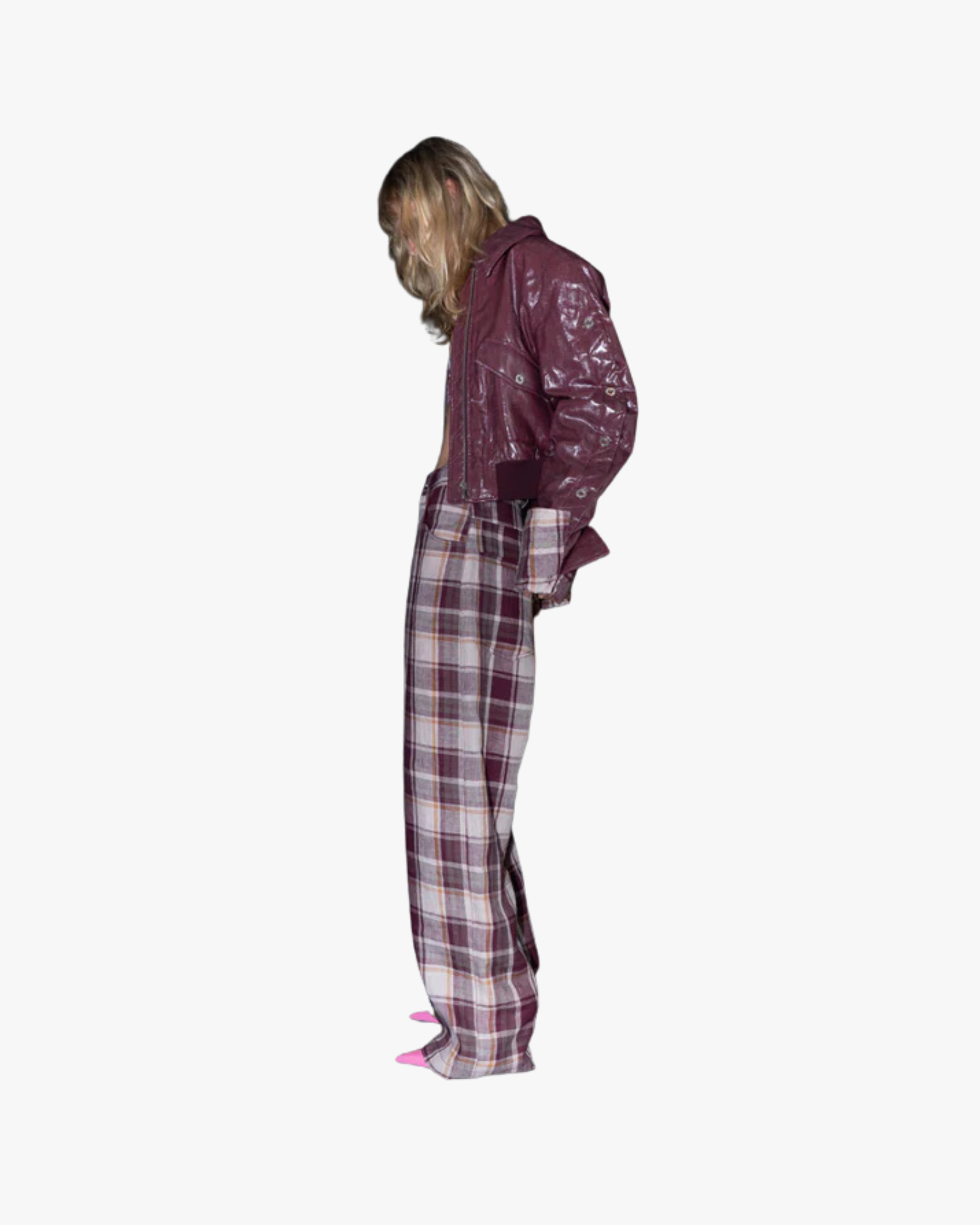 Courtney Check Pants - Red Smoothie