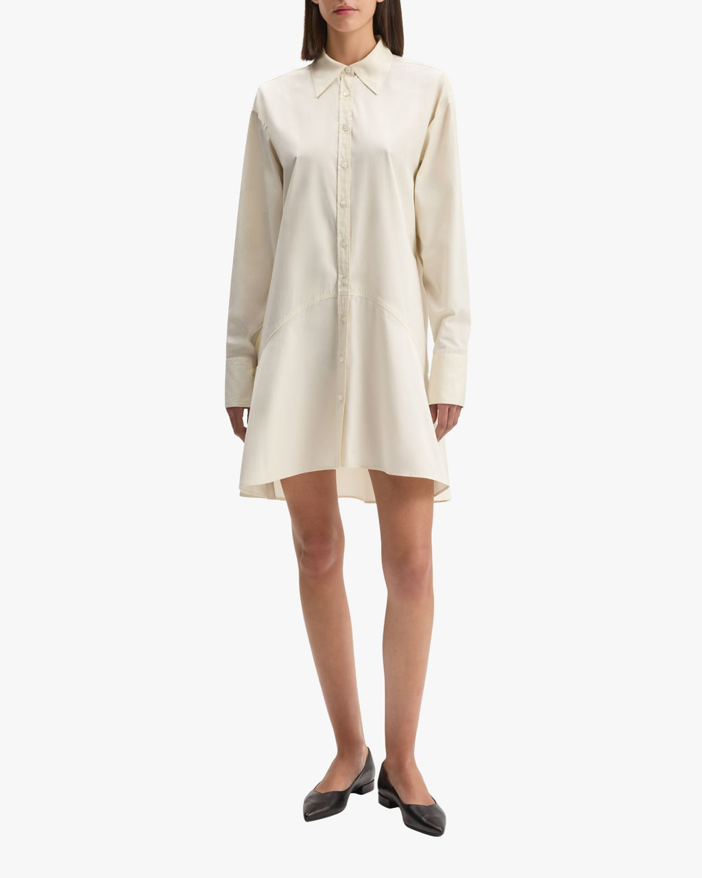 Petal Bottom Shirt Dress Off-White