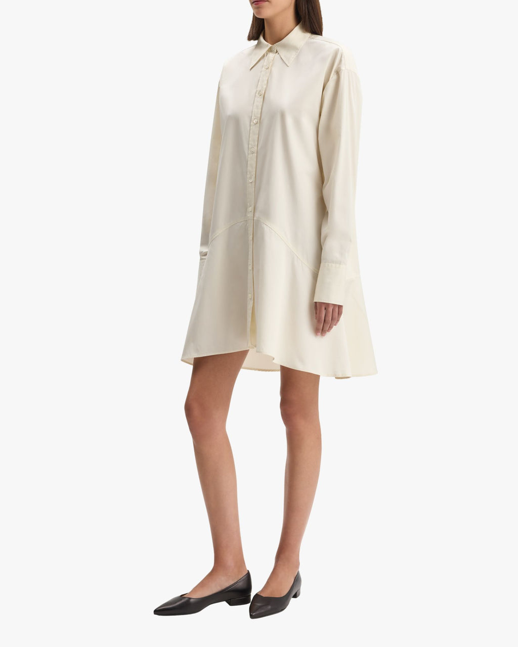 Petal Bottom Shirt Dress Off-White