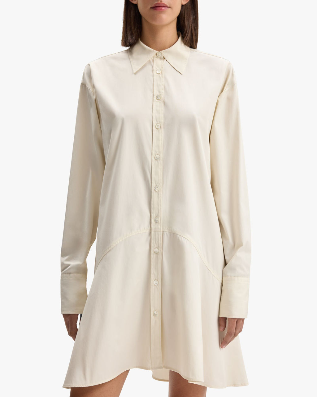Petal Bottom Shirt Dress Off-White