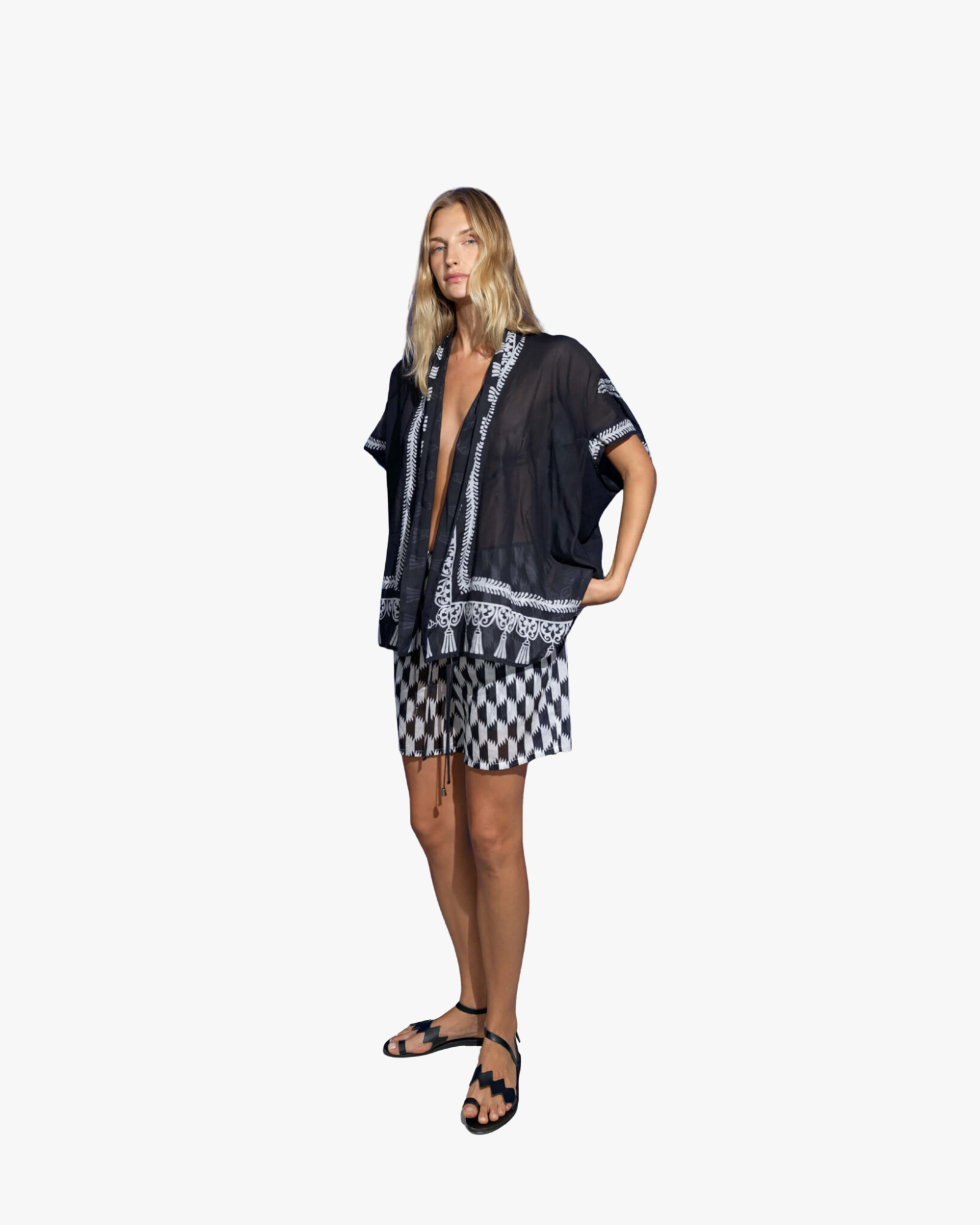 Selma Black & White Geometric Boxer Shorts