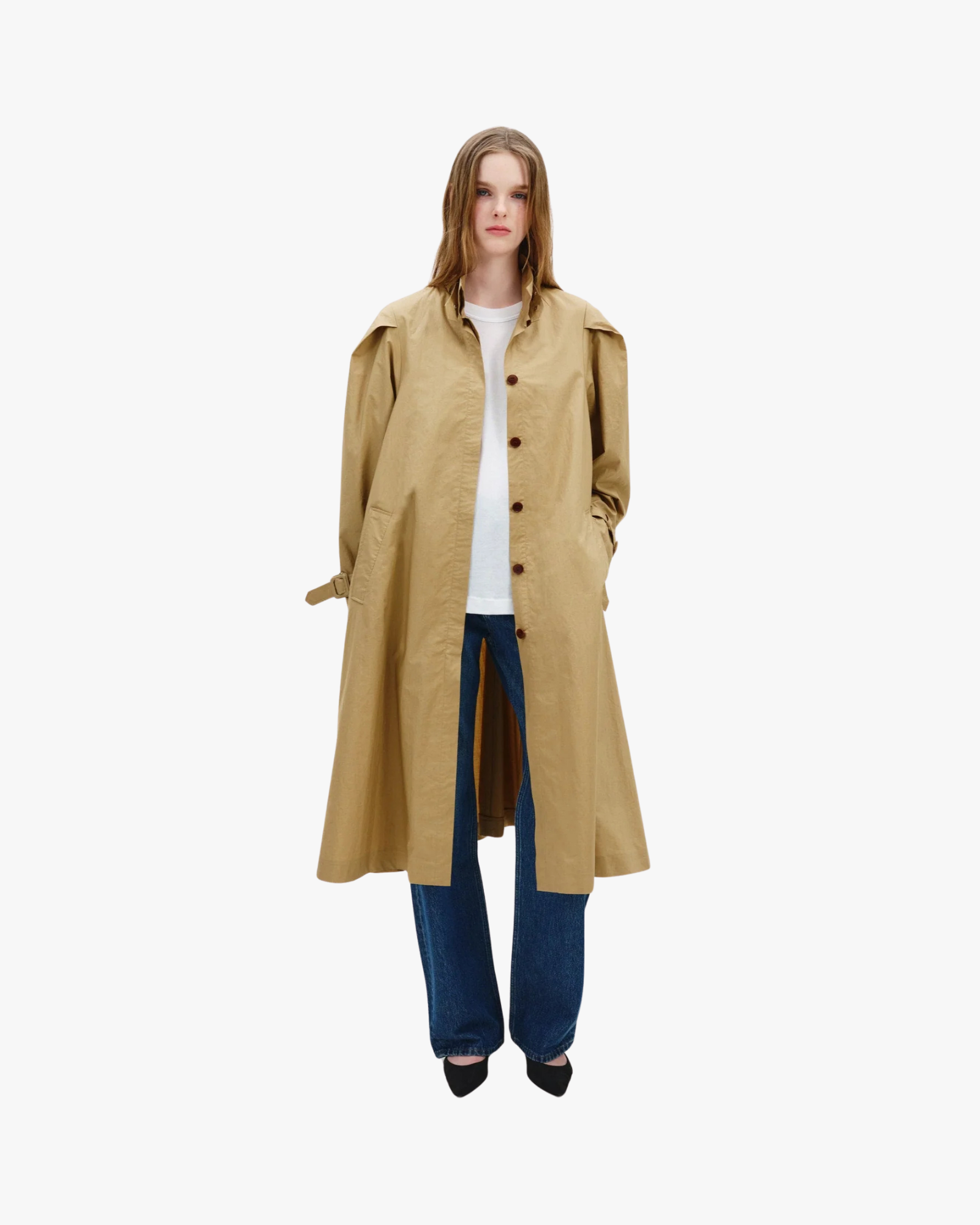 Chet Light Cotton Trench with Voluminous Shoulder