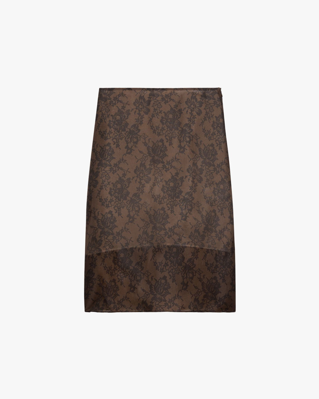 Lace Print Organza Skirt Tobacco