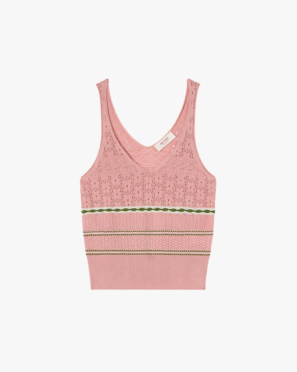 Mix Stitch Knit Top Pink Rose, Butter, Green