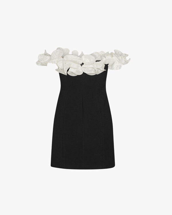 Mini Ruffle Dress Black White