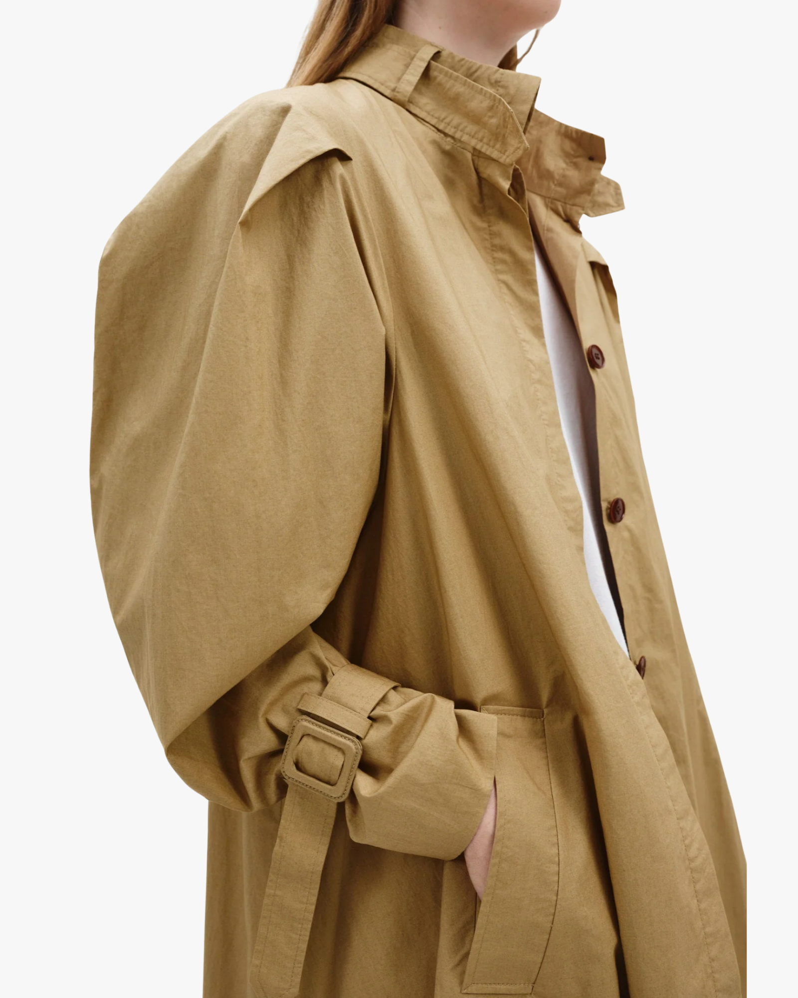 Chet Light Cotton Trench with Voluminous Shoulder
