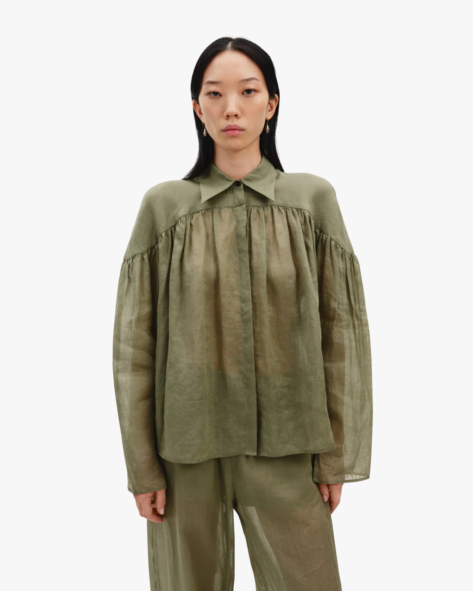 Airy Relaxed Semi- Sheer Blouse