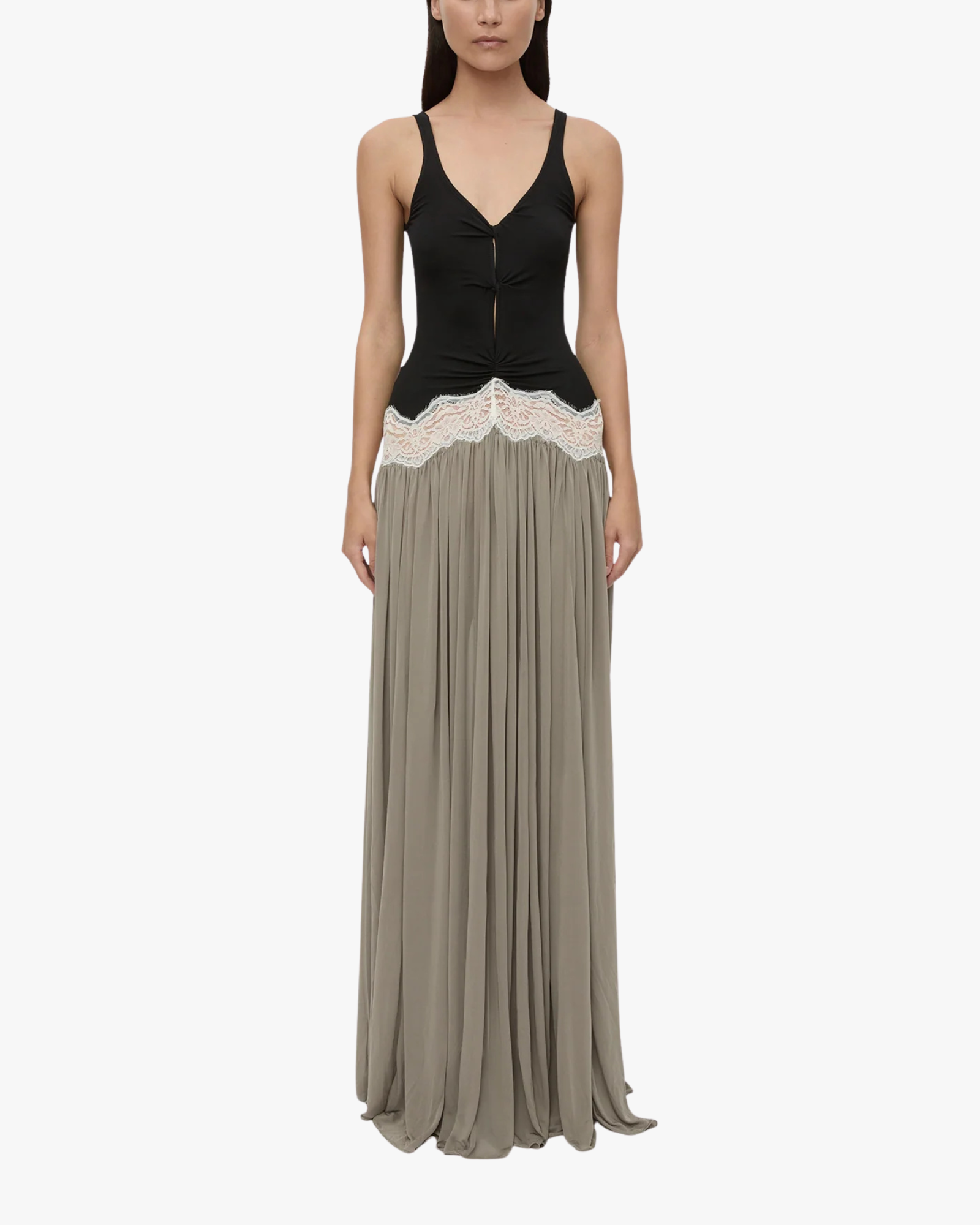 Open Twist Verner Lace Tank Dress Black