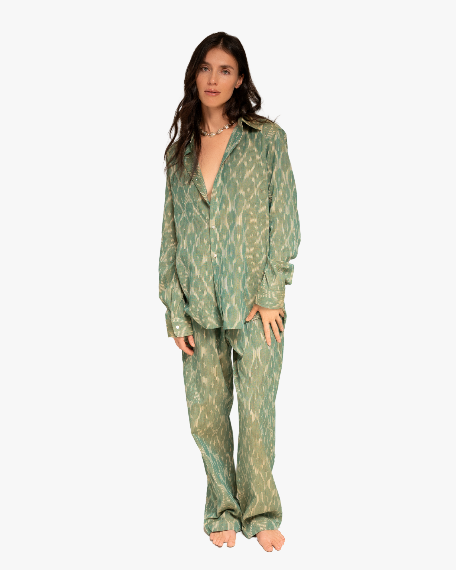 Kimono Set Trousers And Kimono Light Green
