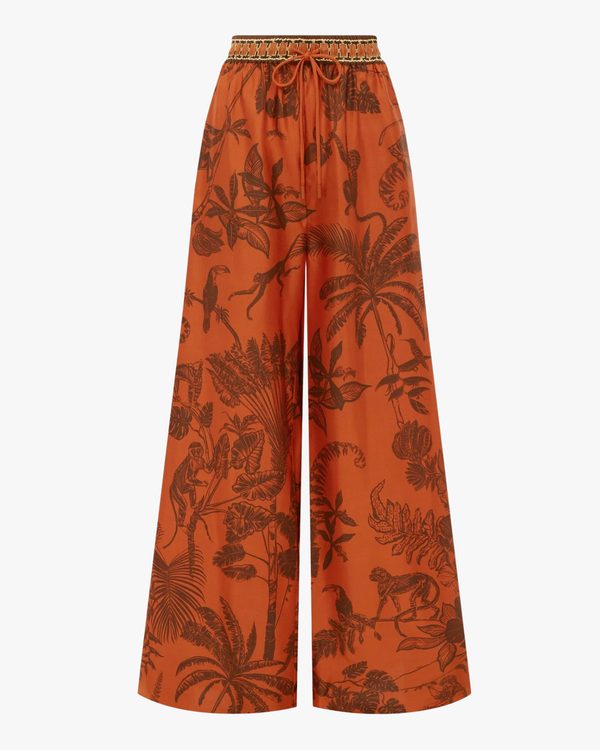 Monkey Dance Silk Palazzo Pant Rust