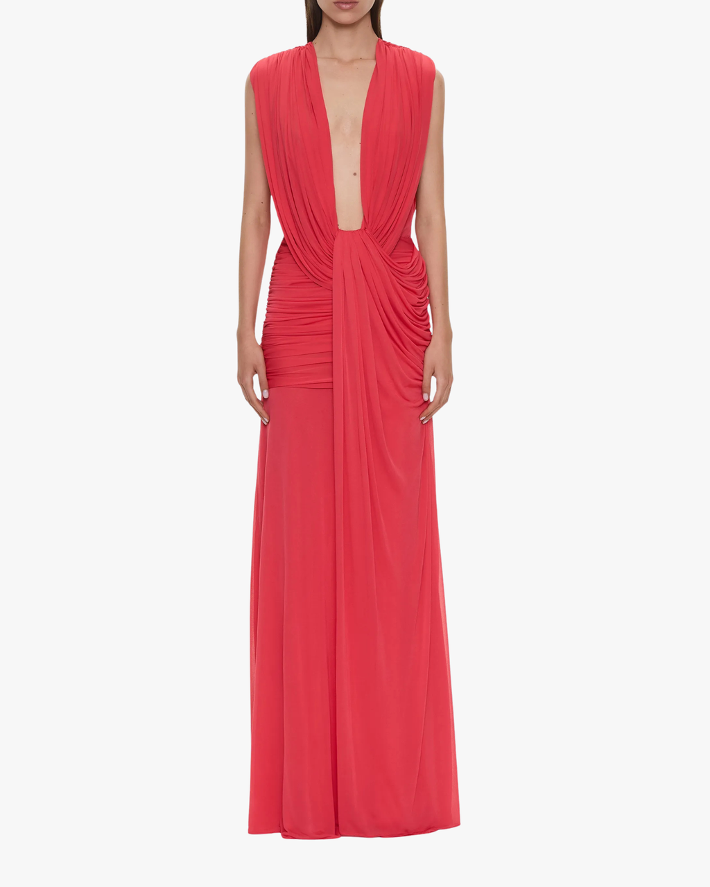 Ripple Drape Gown Dress Watermelon