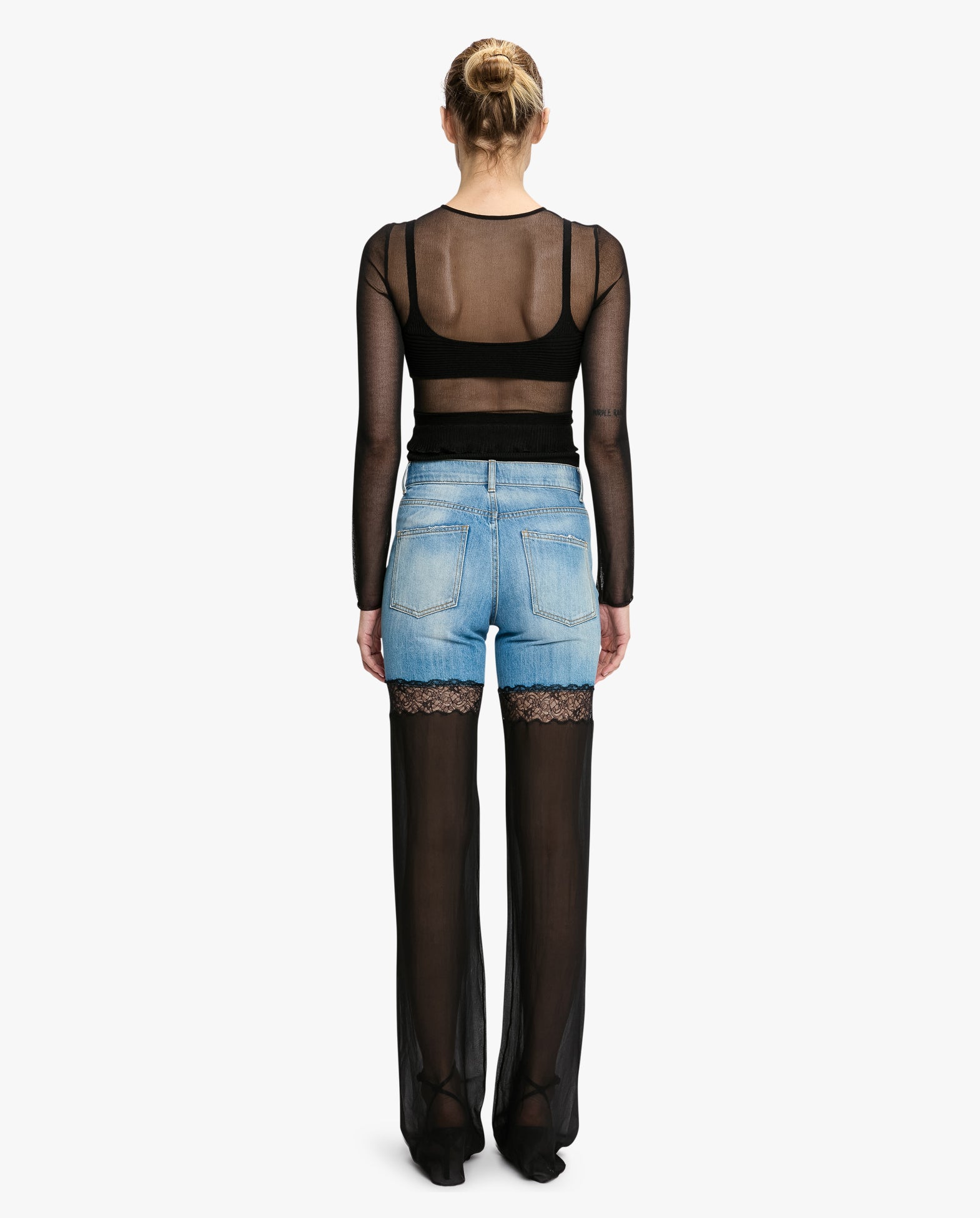 Hybrid Jeans With Sheer Leg