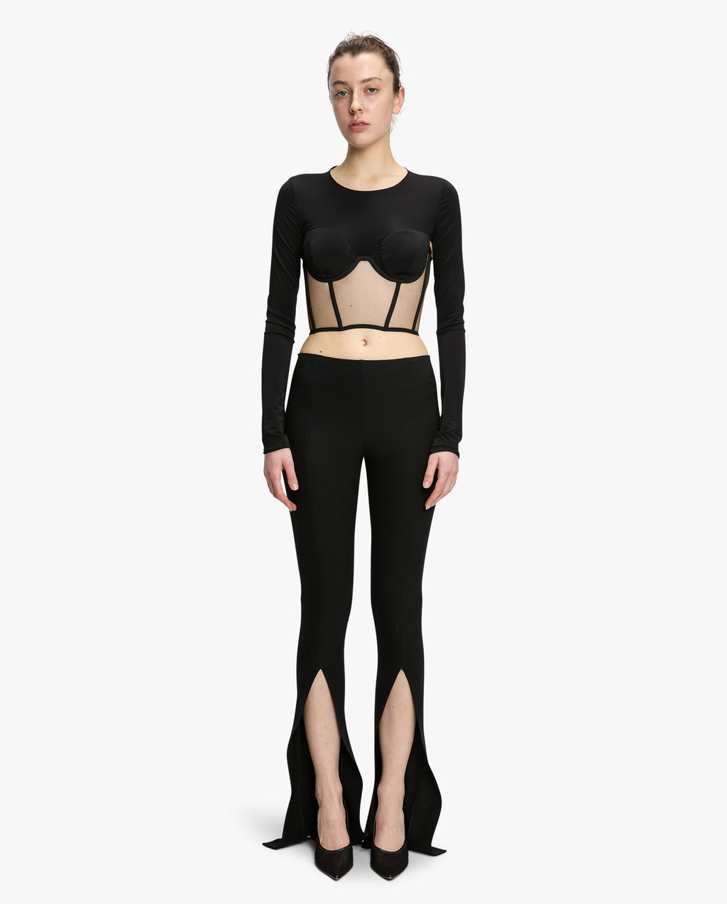 Fitted Trousers With Front Split