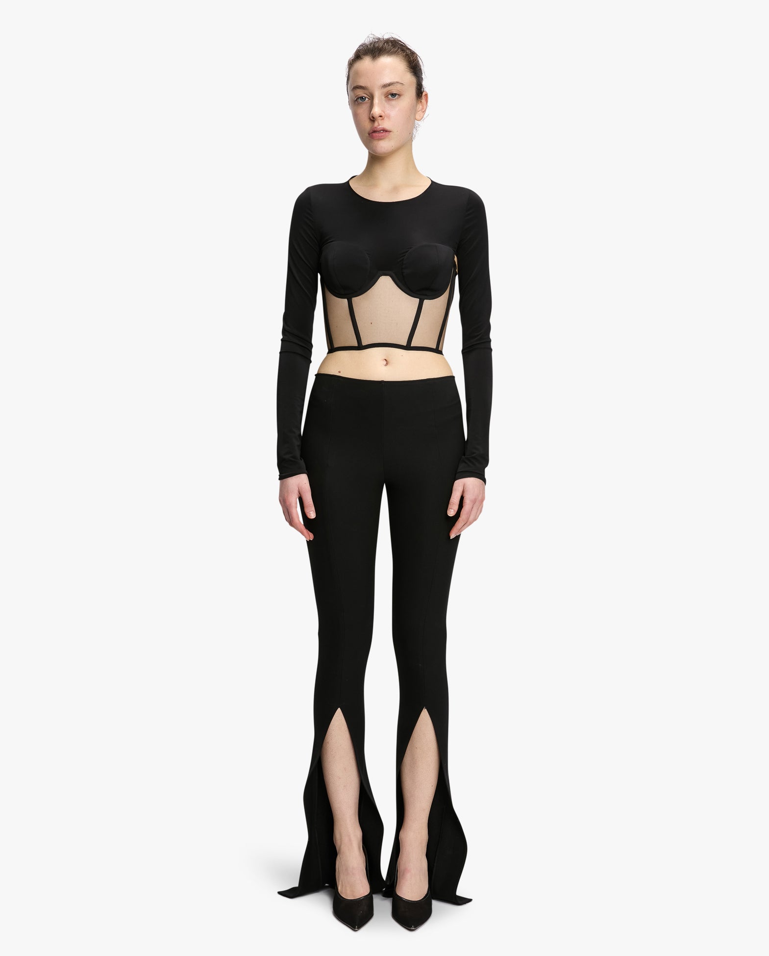 Fitted Trousers With Front Split