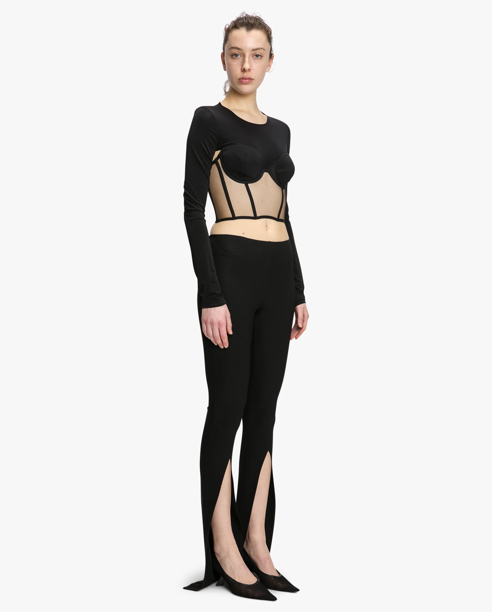 Fitted Trousers With Front Split