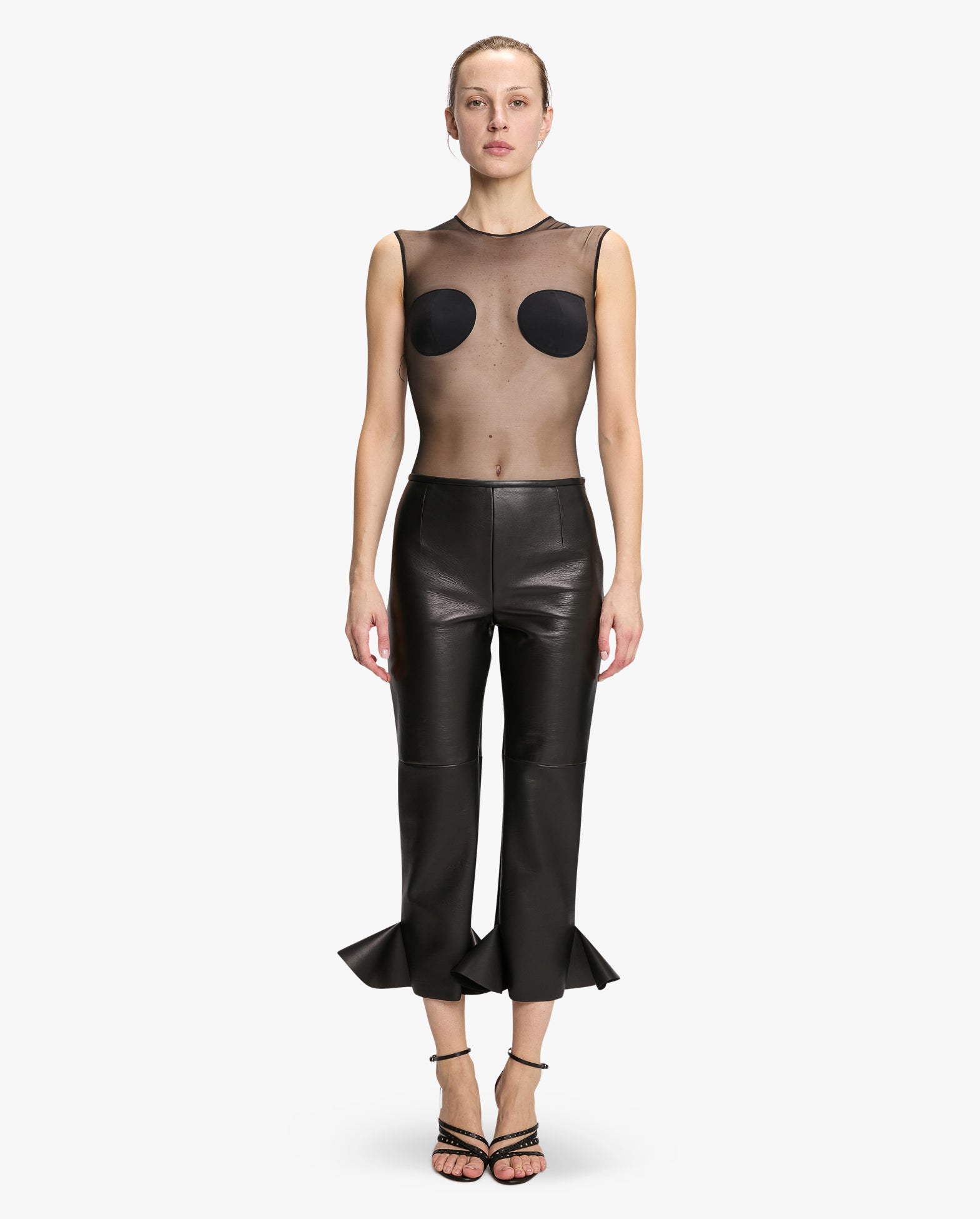 Sleeveless Sheer Bodysuit With Padded Bra