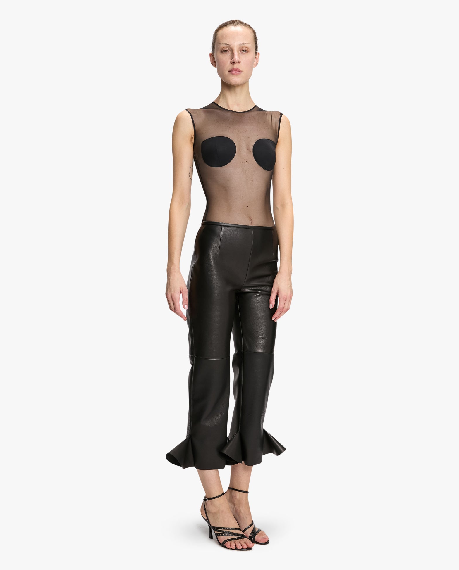 Sleeveless Sheer Bodysuit With Padded Bra