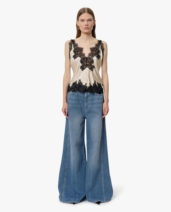 Jeans a gamba larga con dettagli laterali