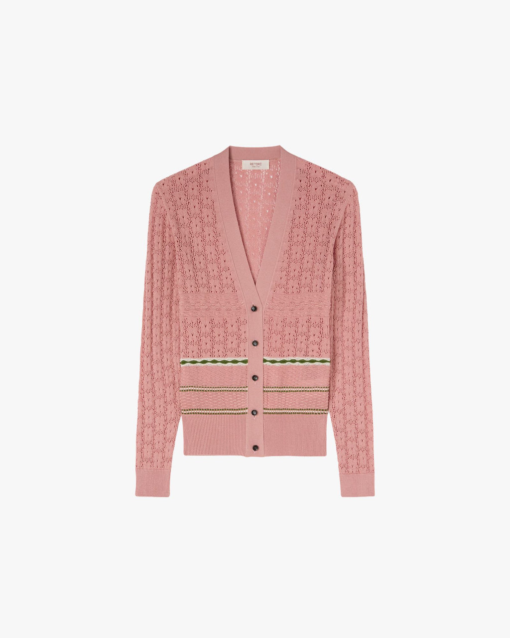 Mix Stitch Knit Cardigan Pink, Butter And Green