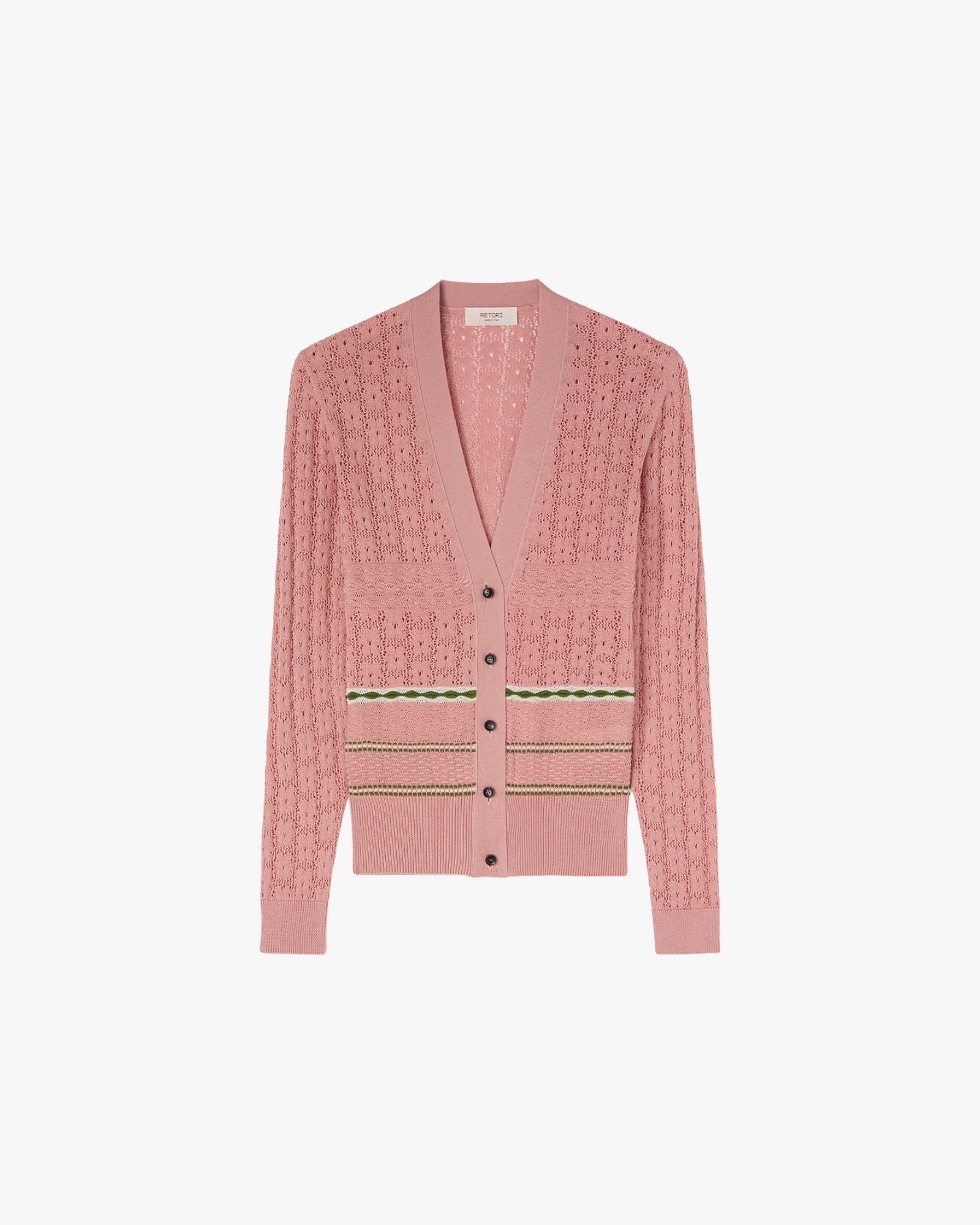 Mix Stitch Knit Cardigan Pink, Butter And Green