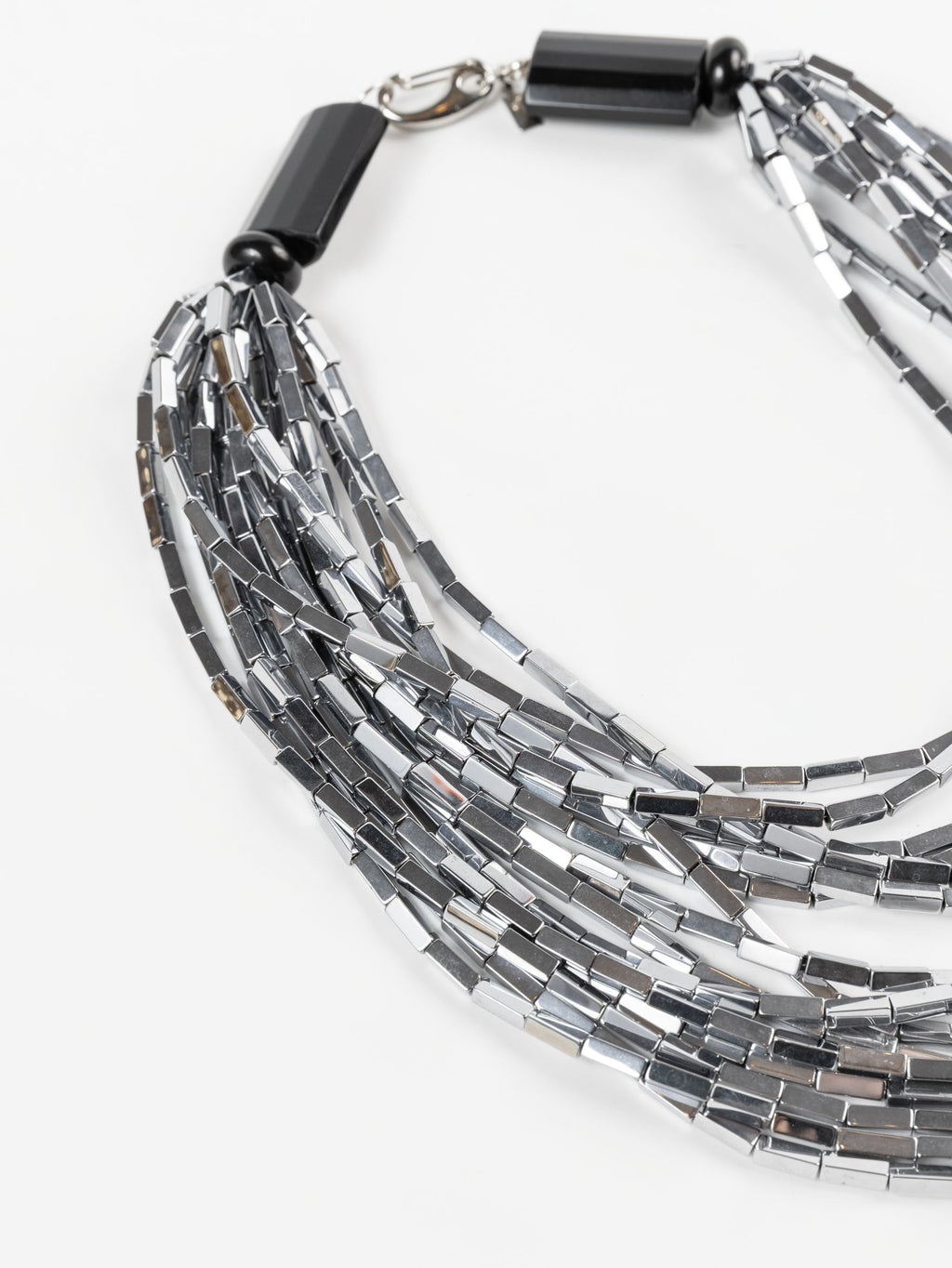 Collana Ematite, Ossidiana, Agata, Argento, Acciaio Inossidabile
