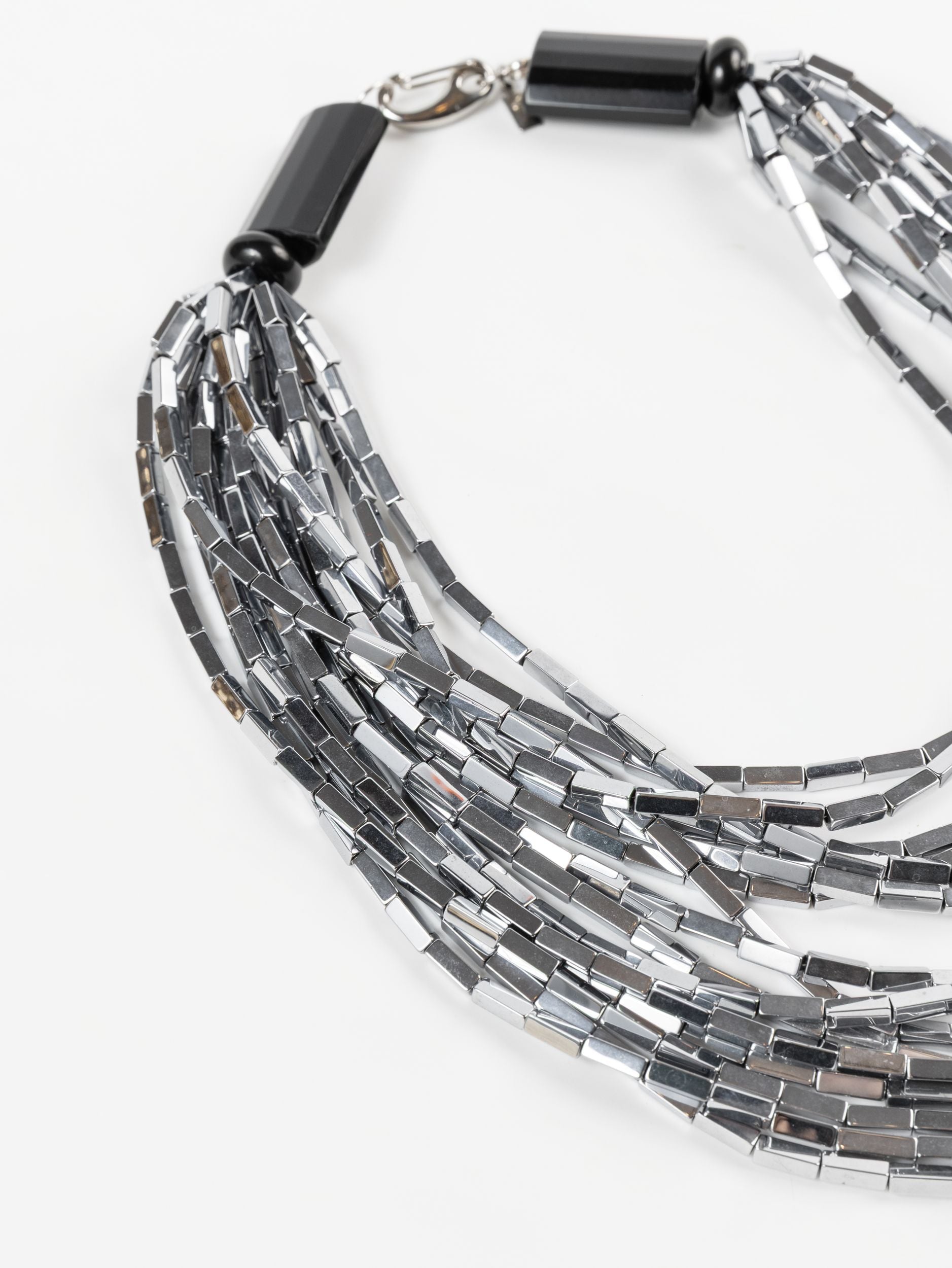 Collana Ematite, Ossidiana, Agata, Argento, Acciaio Inossidabile