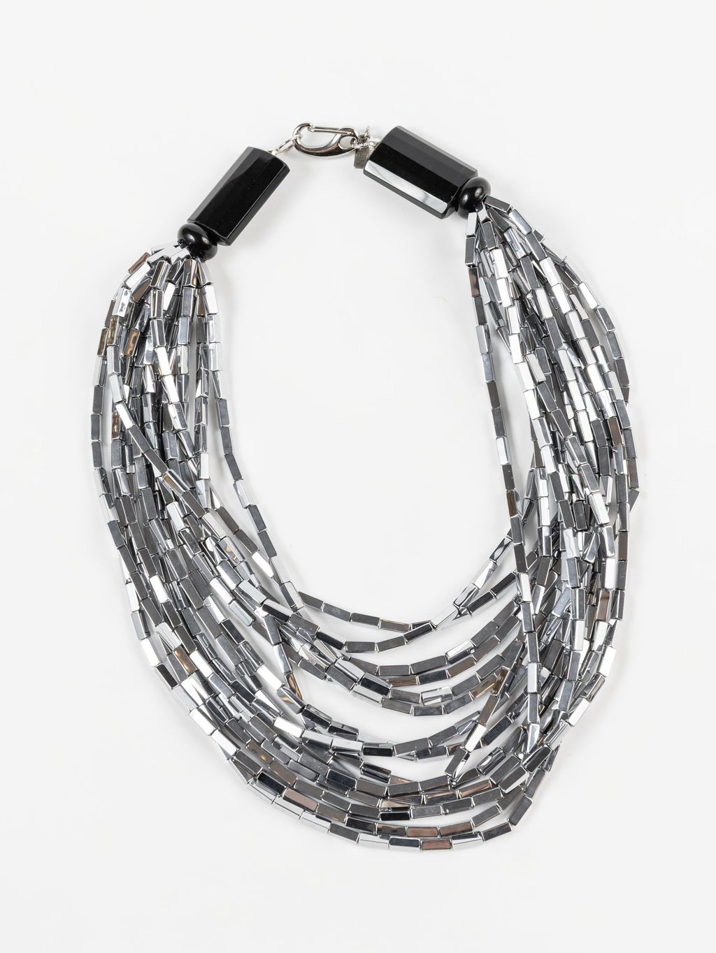 Collana Ematite, Ossidiana, Agata, Argento, Acciaio Inossidabile