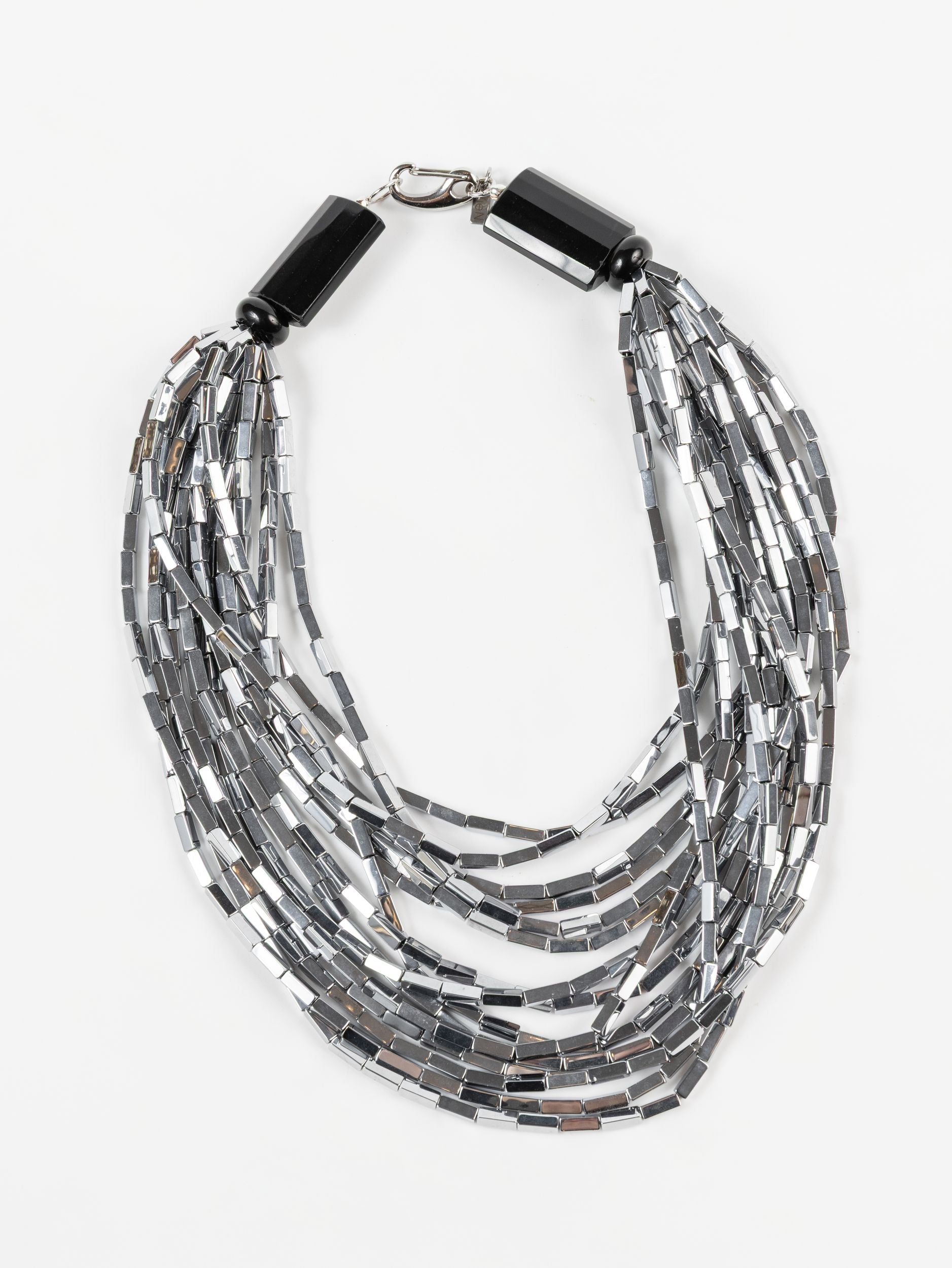Collana Ematite, Ossidiana, Agata, Argento, Acciaio Inossidabile