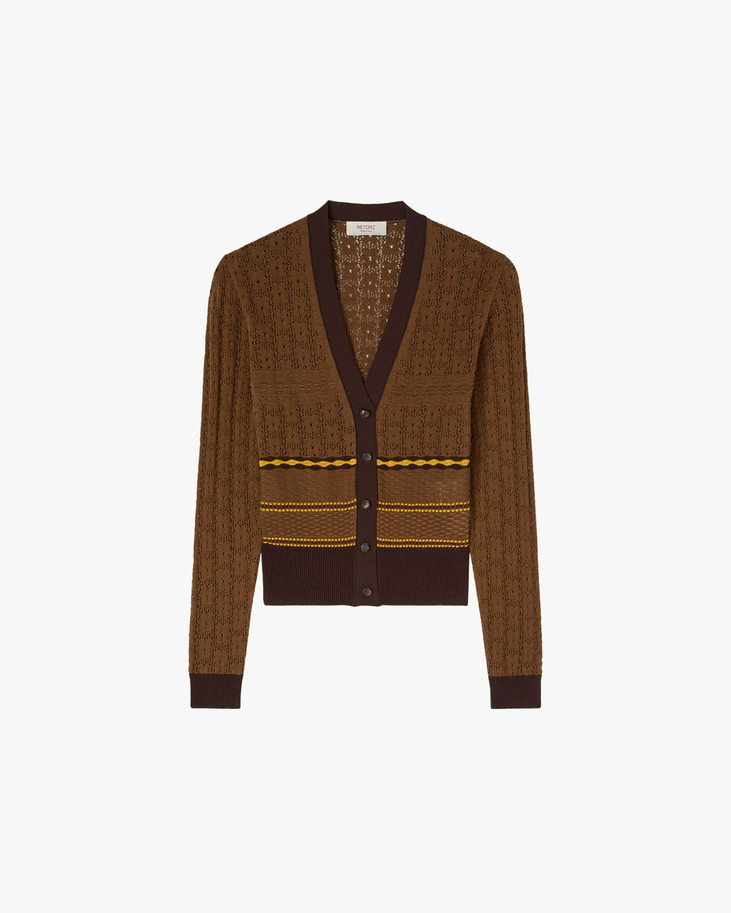 Mix Stitch Knit Cardigan Butter, Tobacco, Green