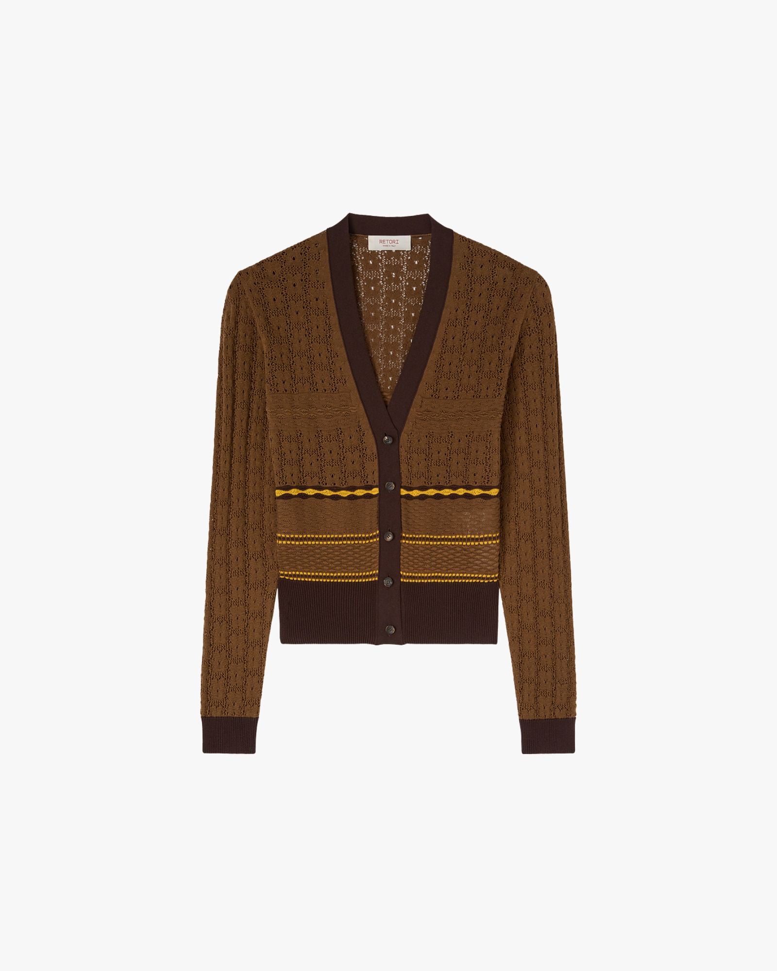 Mix Stitch Knit Cardigan Butter, Tobacco, Green