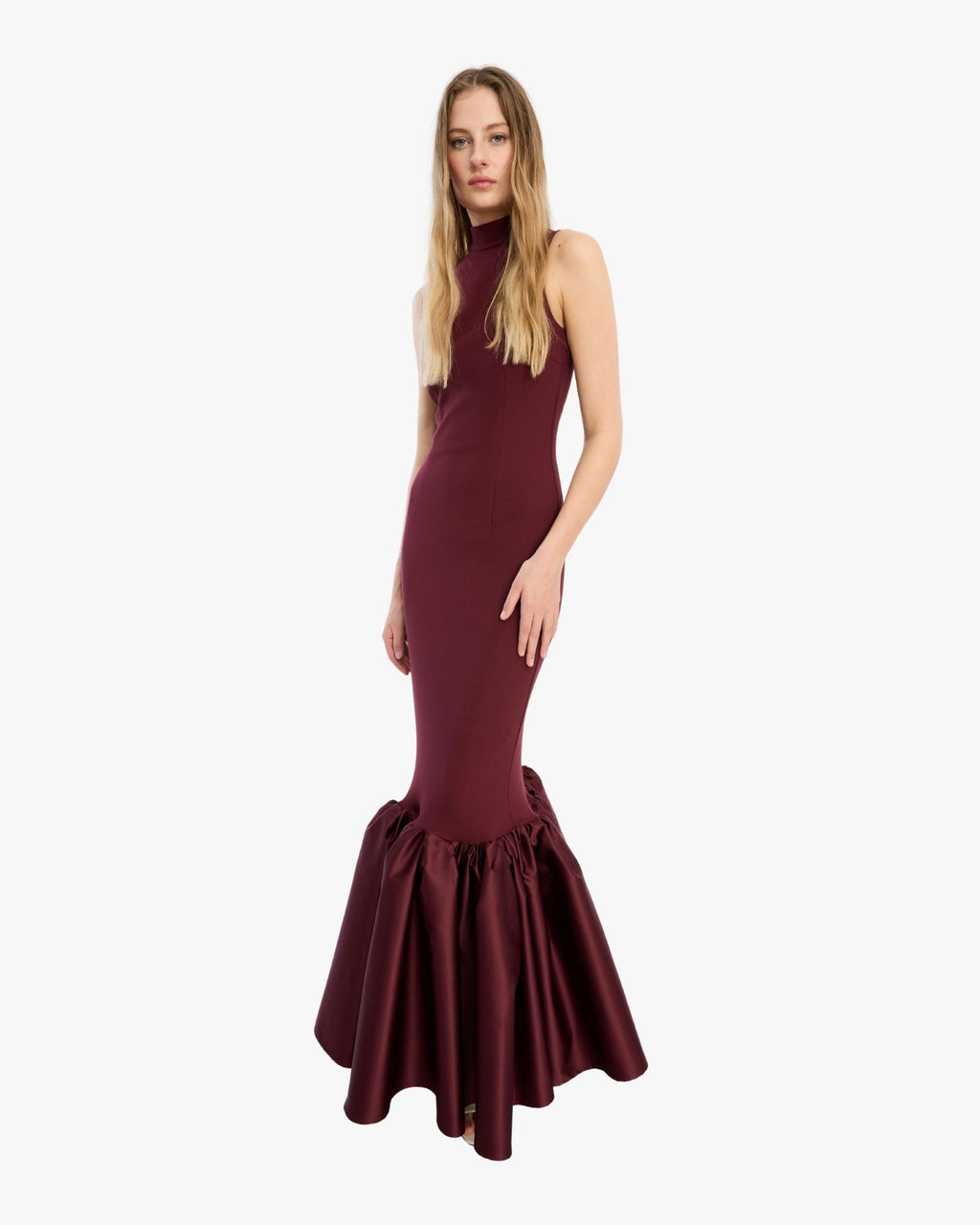 Fitted Maxi Dress Burgundy