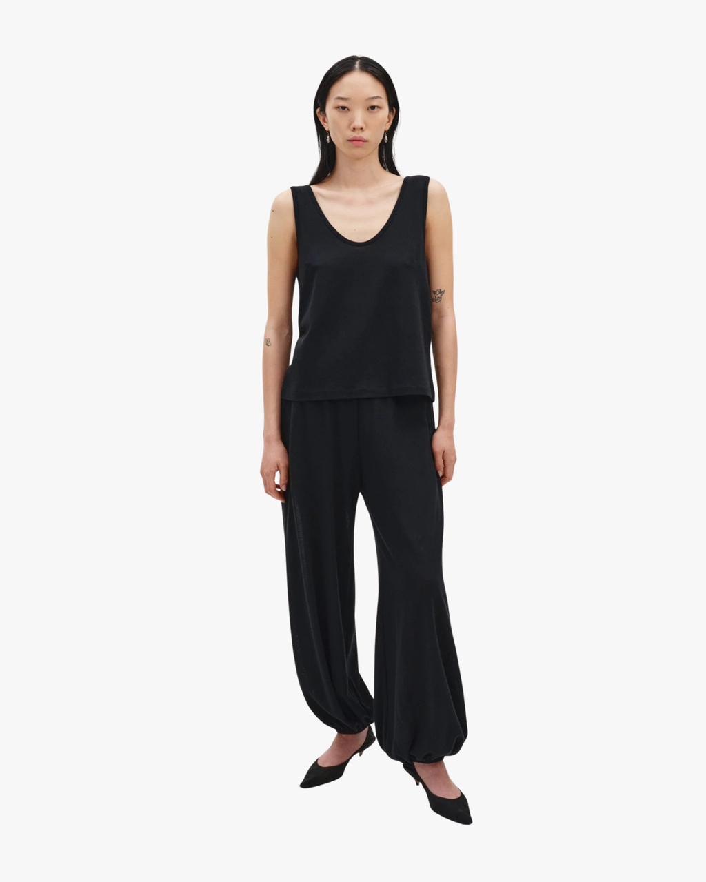 Cotton Crepe Balloon Leg Trouser