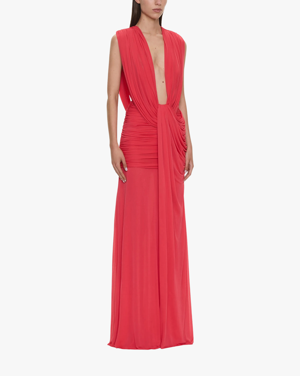 Ripple Drape Gown Dress Watermelon
