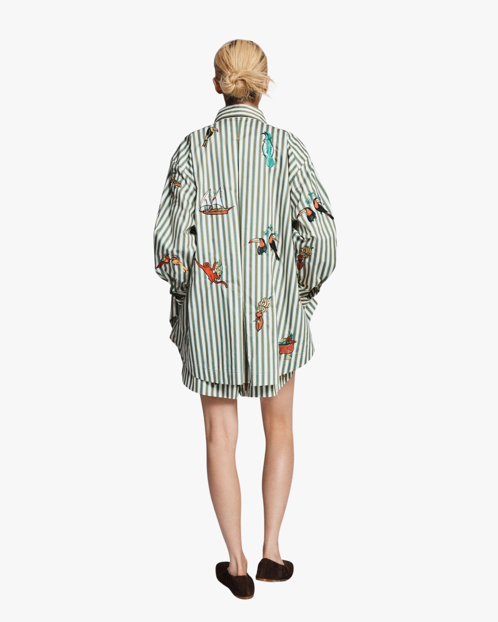 Bisou Embroidered Long Sleeve Shirt Stripe
