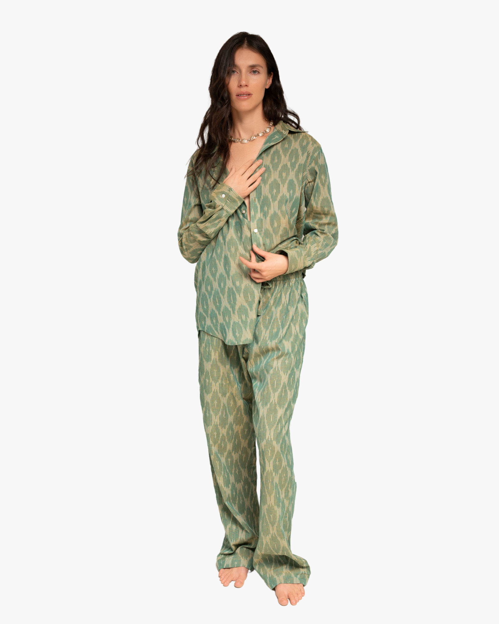 Kimono Set Trousers And Kimono Light Green