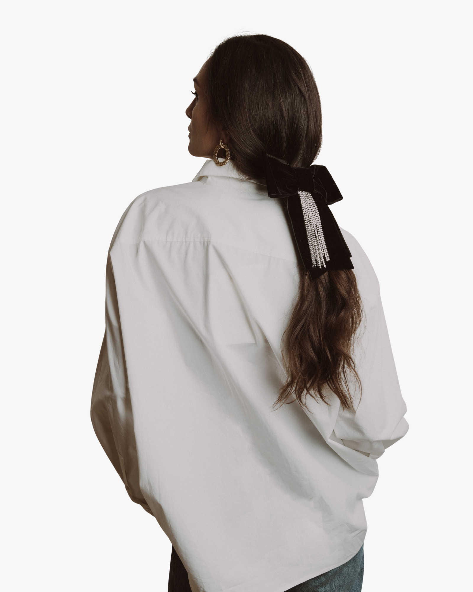 Bow Clip With Rhinestones Black