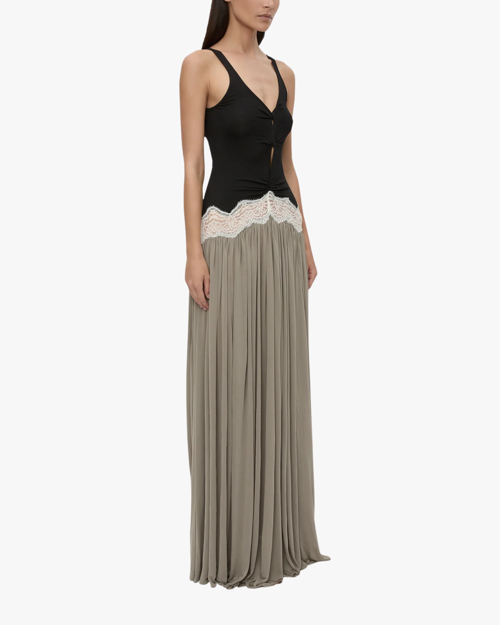 Open Twist Verner Lace Tank Dress Black