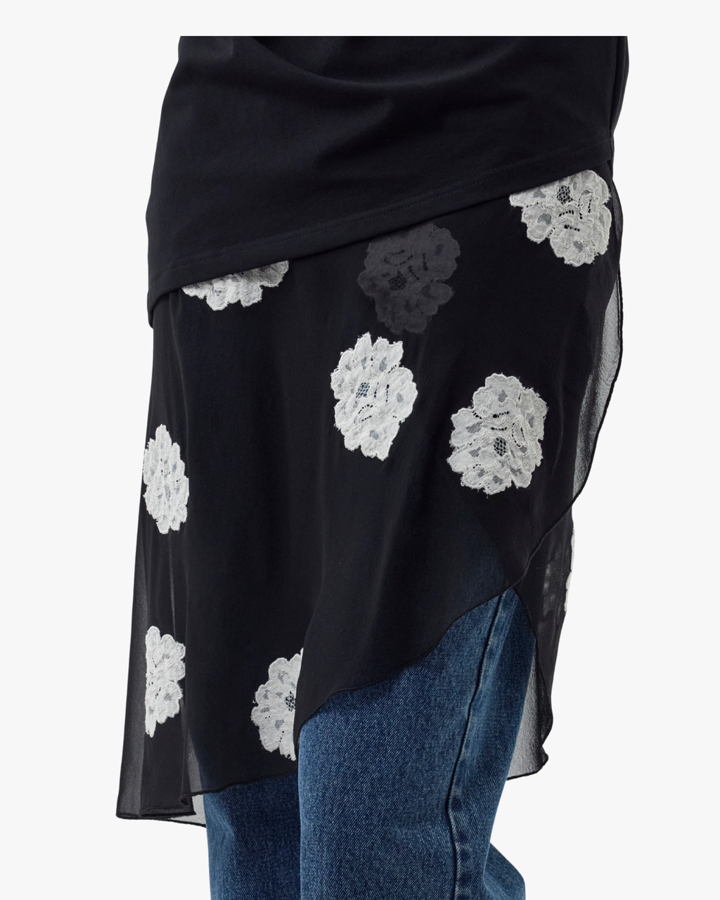 Wrap Skirt Chiffon Crepe Black
