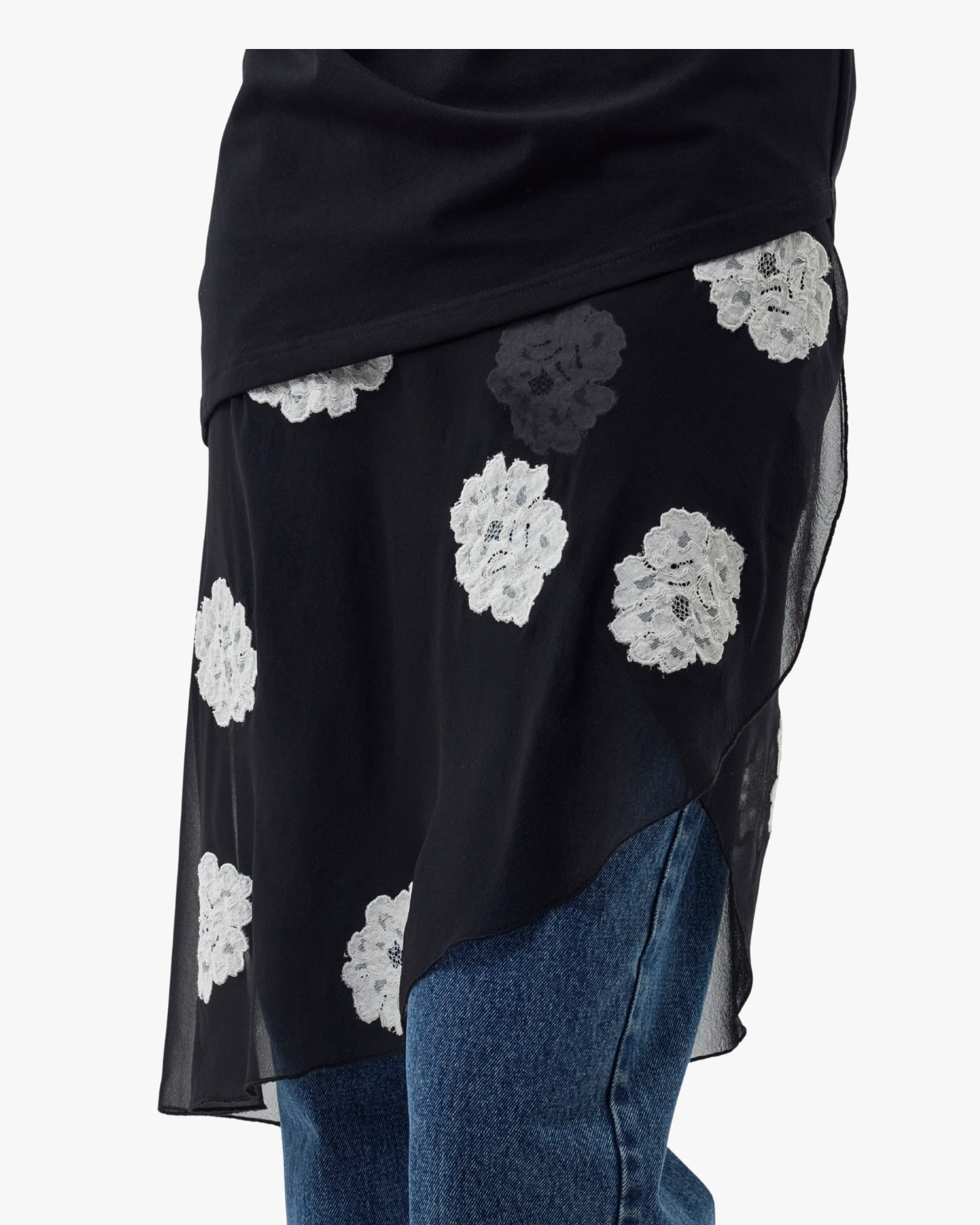 Wrap Skirt Chiffon Crepe Black