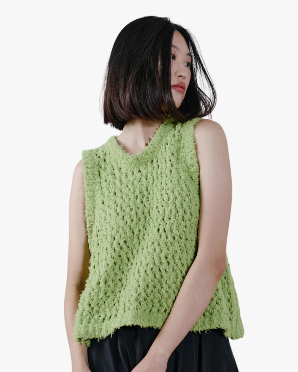Top canotta in maglia Erin verde oliva