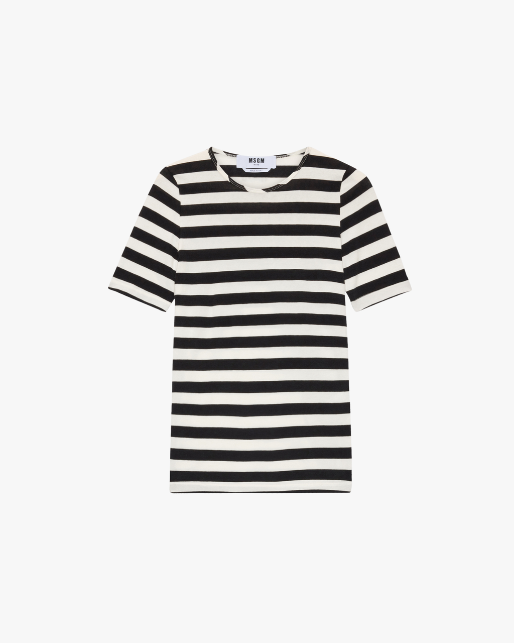 White and black striped cotton jersey T-shirt