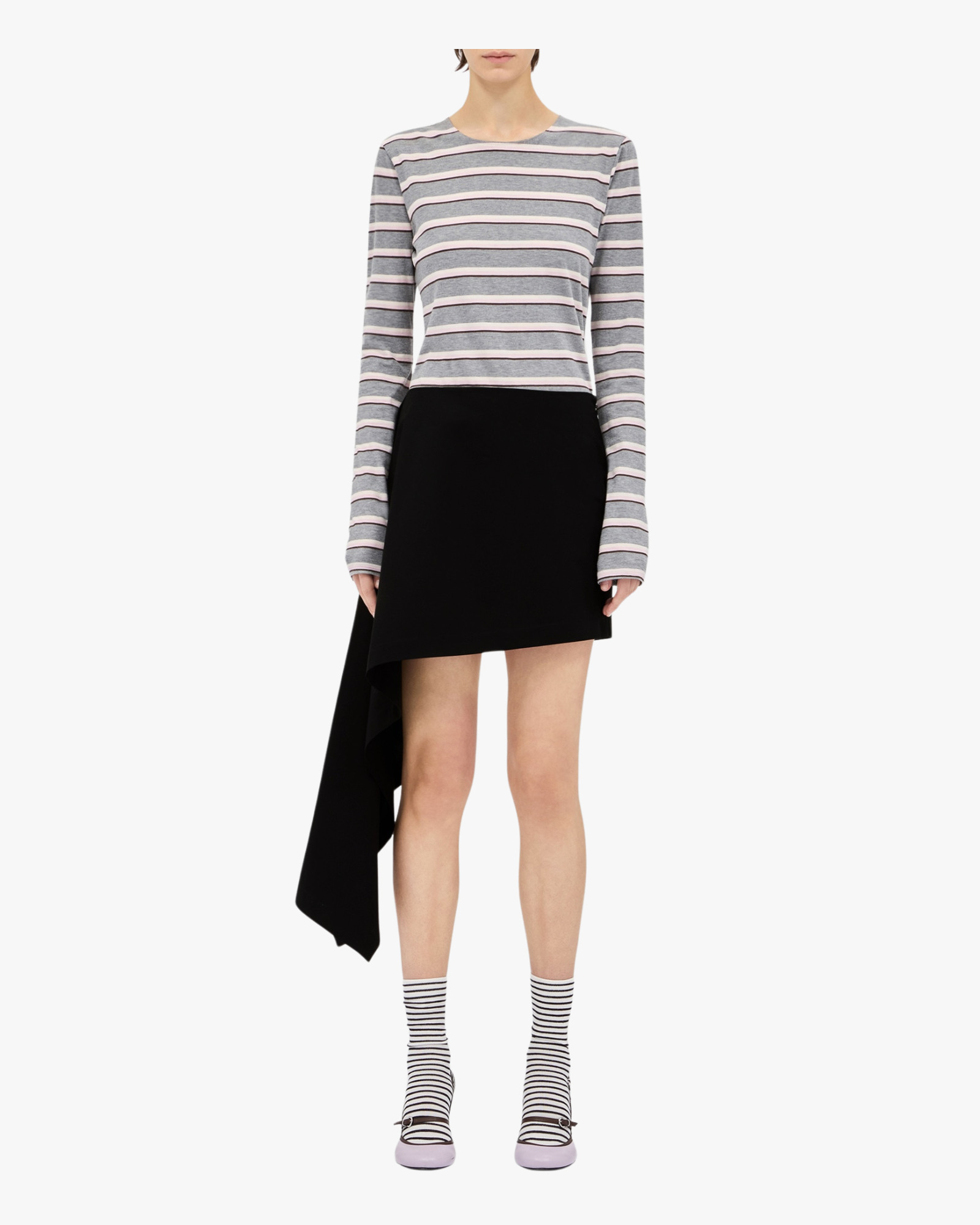 Black mini skirt with asymmetrical detail