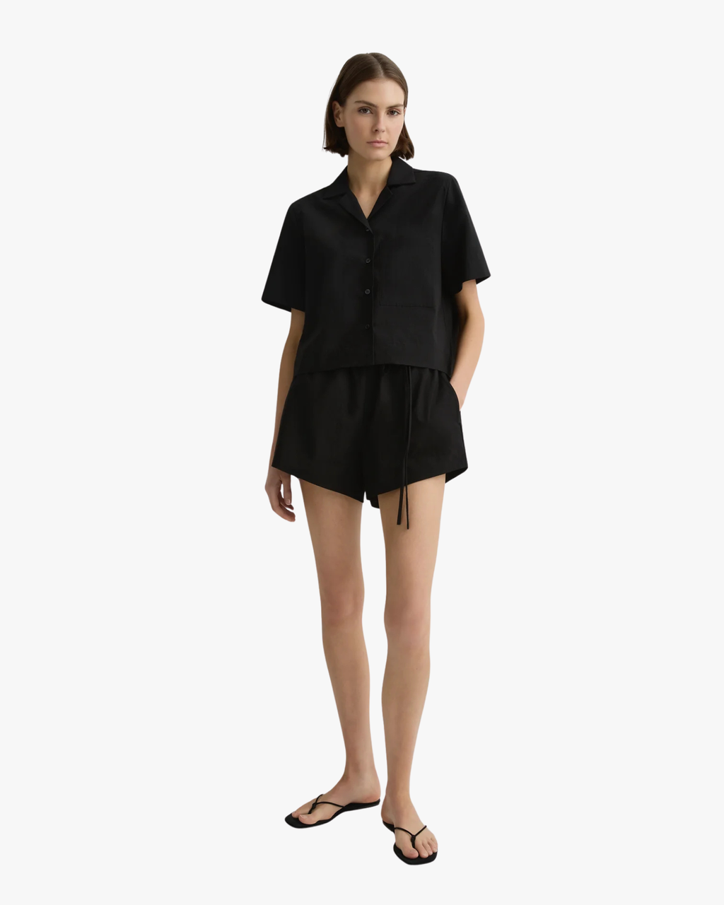 Kyoto Japanese Dry Cotton Short Sleeve Shirt Black